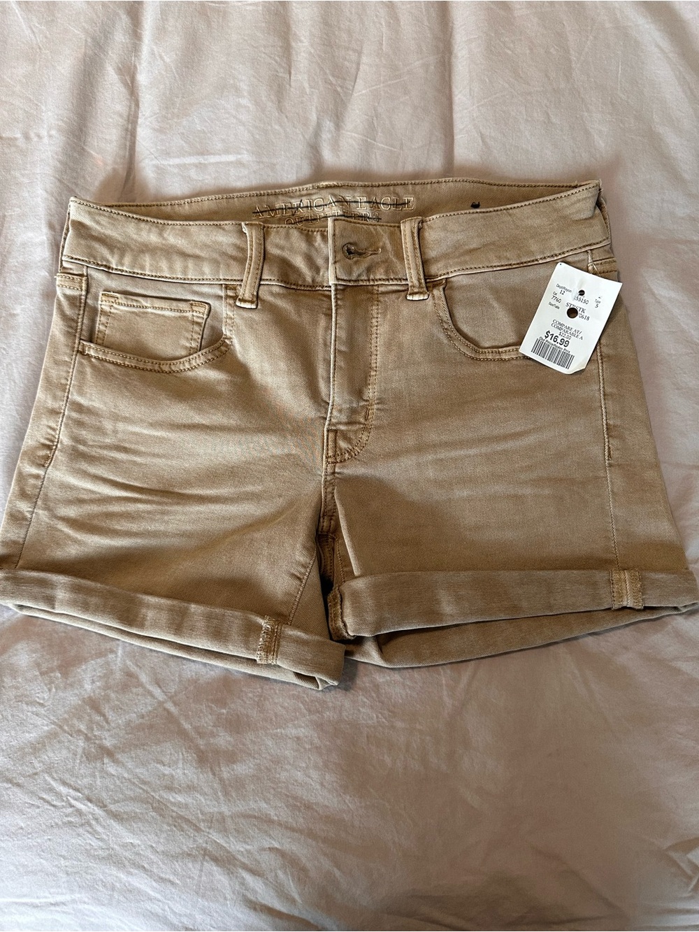 NWT | American Eagle Outfitters Khaki Rolled-Hem Jean Shorts